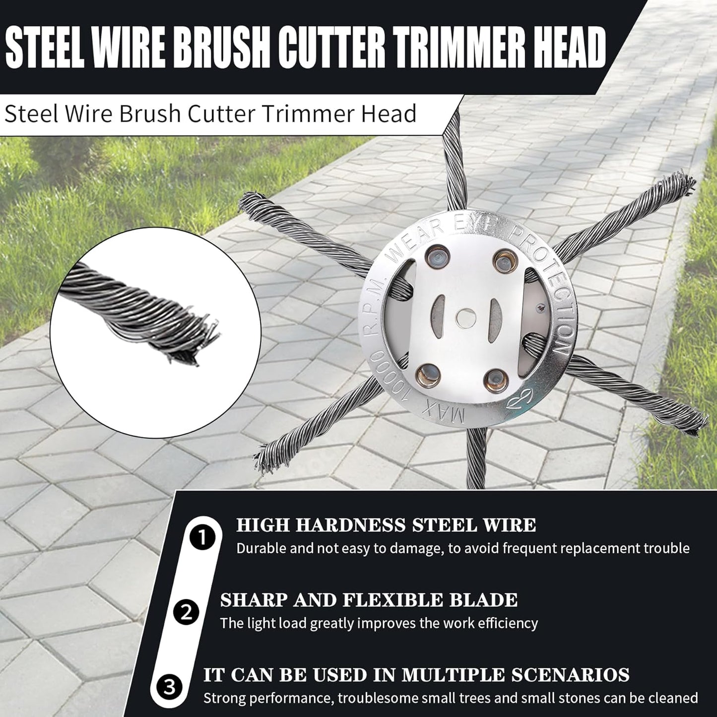 🌿 6-inch Steel Wire Brush Cutter Trimmer Head - 49% OFF! 💥 Durable & Efficient Weed Removal Tool for Lawn Care