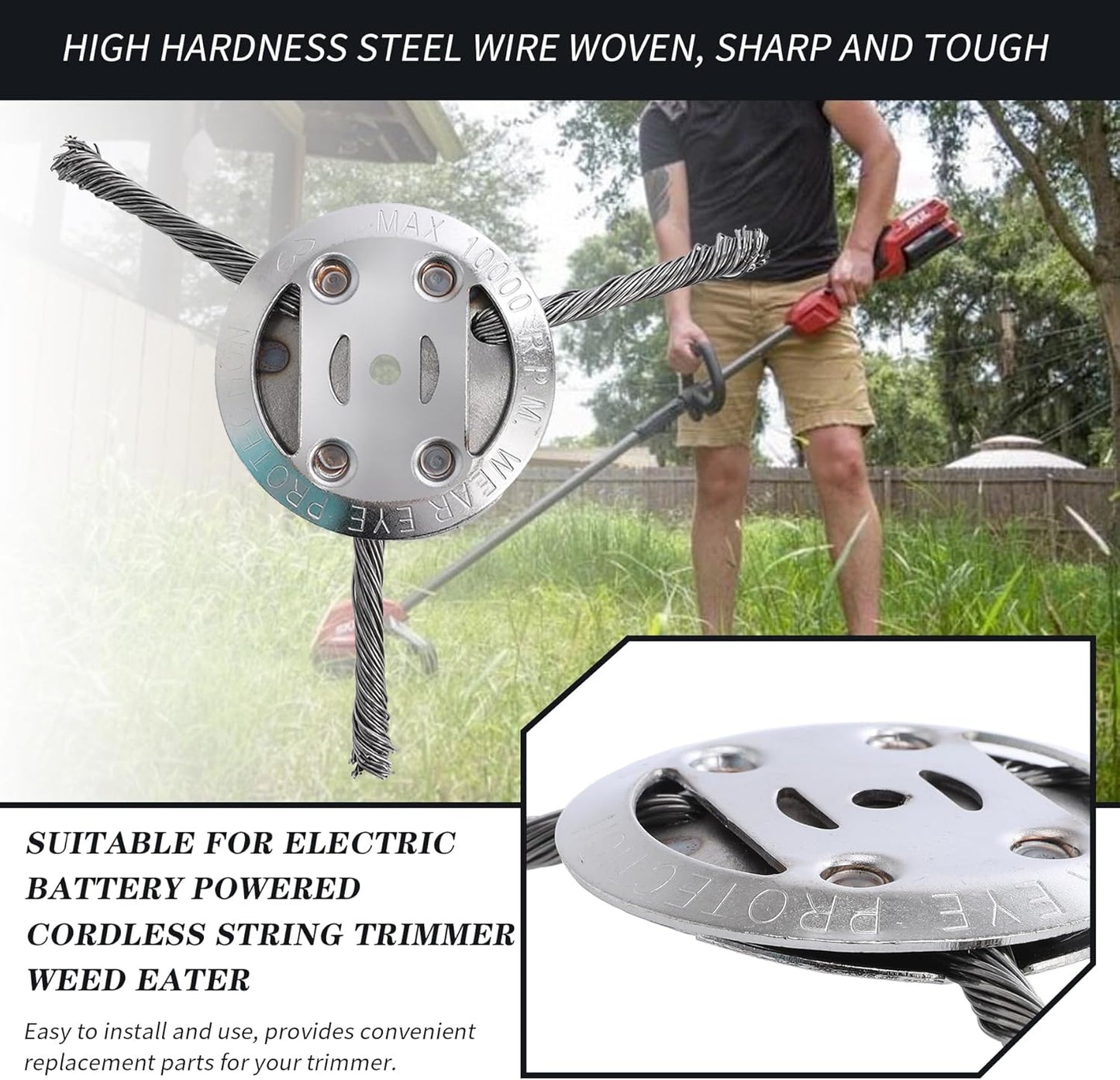 🌿 6-inch Steel Wire Brush Cutter Trimmer Head - 49% OFF! 💥 Durable & Efficient Weed Removal Tool for Lawn Care
