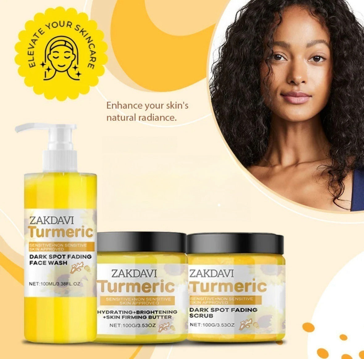 🔥Turmeric Skin Care Set: Hydrating and Moisturizing Facial Cleanser, Refreshing, Nourishing and Skin-Cleansing Set
