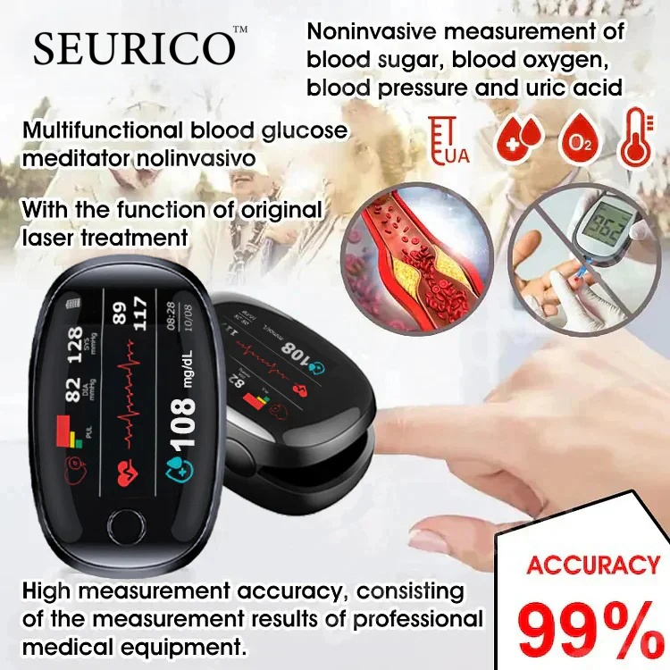 Seurico™ Premium Next Generation 3-in-1 Non-Invasive Blood Glucose Meter 99.9% Accuracy