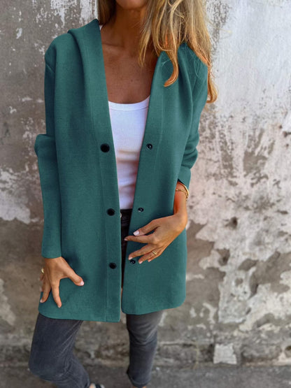 Casual Single Breasted Hooded Jacket ~ Throw-on style for breezy spring & autumn days.