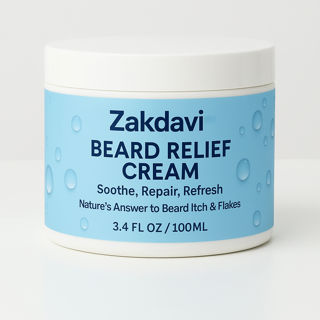 Zakdavi™ Beard Relief Cream Soothe, Repair, Refresh 🌿💆‍♂️ – Nature’s Answer to Beard Itch & Flakes ❌🧔‍♂️❄️