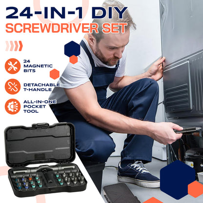 🔥🔥24 in 1 DlY Screwdriver Set Magnetic Compact and Portable Ratchet Screwdriver