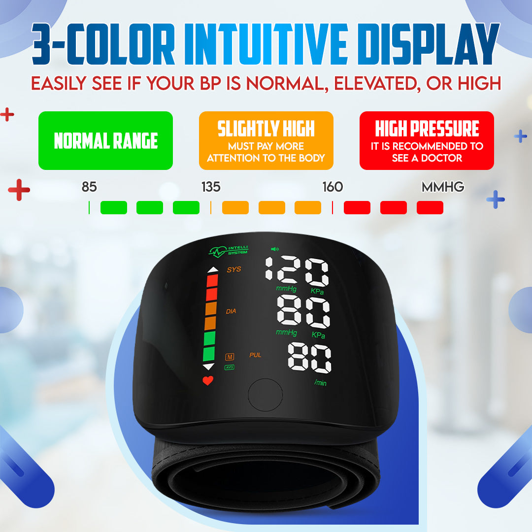 ⌚Automatic Wrist Blood Pressure Monitor™ - Large Backlit Display, Adjustable Cuff, Voice Reporting, Storage Case | Clinically Validated, Portable & Easy-to-Read