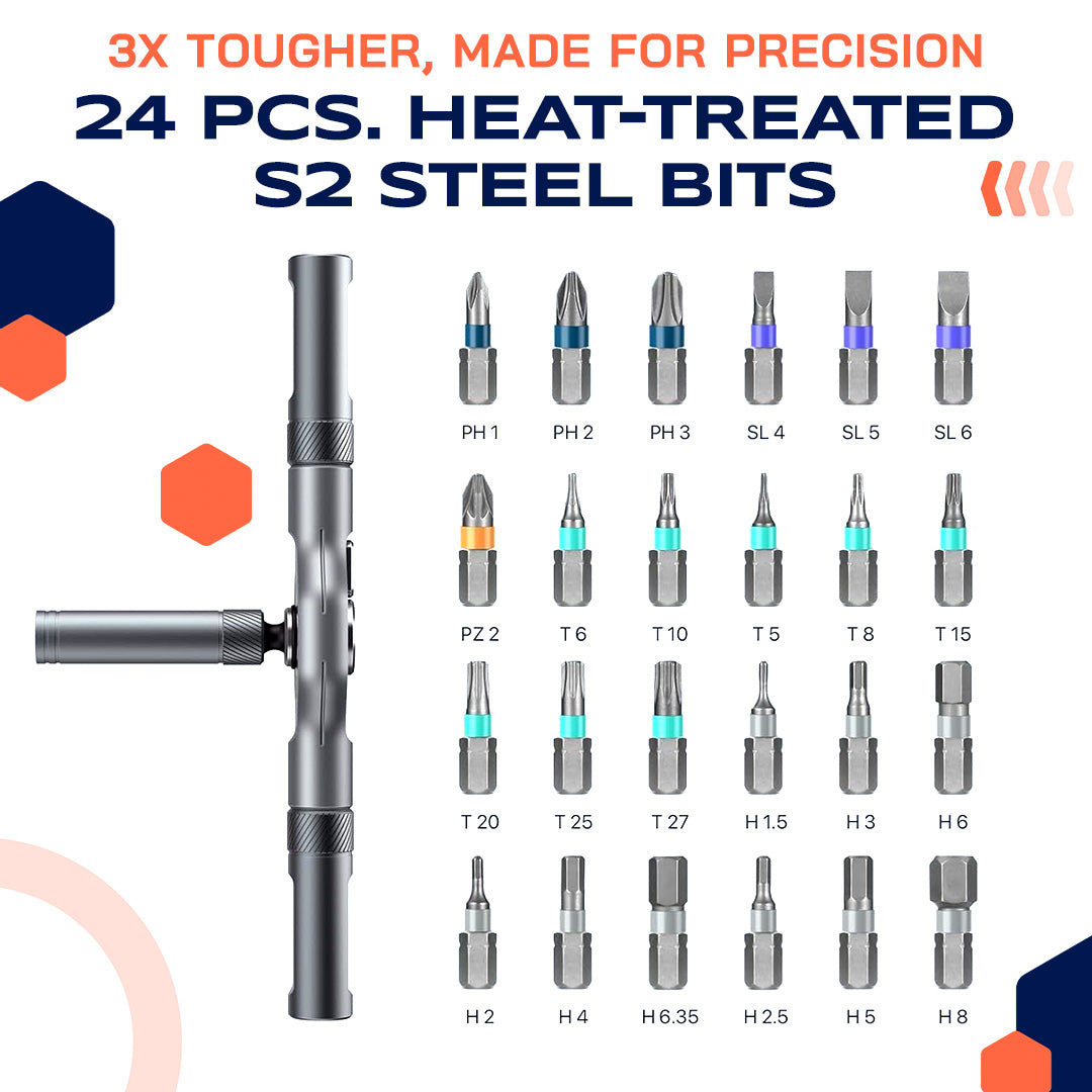 🔥🔥24 in 1 DlY Screwdriver Set Magnetic Compact and Portable Ratchet Screwdriver