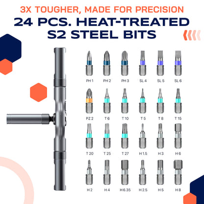 🔥🔥24 in 1 DlY Screwdriver Set Magnetic Compact and Portable Ratchet Screwdriver