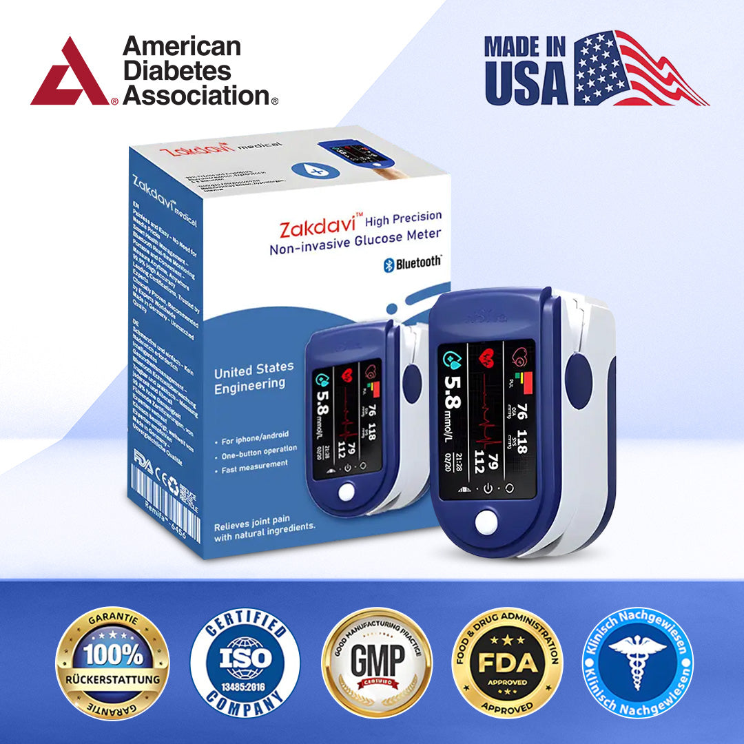 Official Store: Zakdavi™ Smart Non-invasive Glucose Monitor🔬Clinical Precision ✅DA Approved🔋Comes with Travel Case, Battery, and Strap