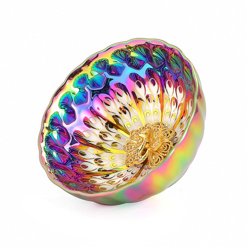 ✨ Golden Peacock Jian Zhan Teacup 🦚 | Iridescent Kiln-Changing Beauty 🔥