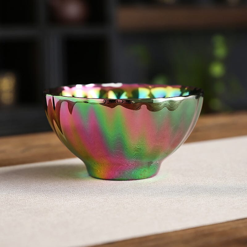 ✨ Golden Peacock Jian Zhan Teacup 🦚 | Iridescent Kiln-Changing Beauty 🔥