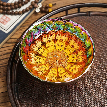 ✨ Golden Peacock Jian Zhan Teacup 🦚 | Iridescent Kiln-Changing Beauty 🔥