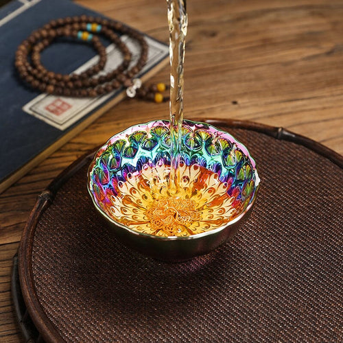 ✨ Golden Peacock Jian Zhan Teacup 🦚 | Iridescent Kiln-Changing Beauty 🔥