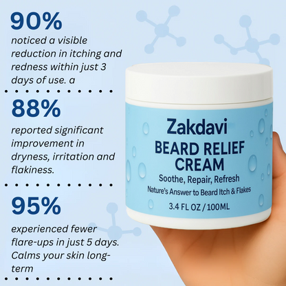 Zakdavi™ Beard Relief Cream Soothe, Repair, Refresh 🌿💆‍♂️ – Nature’s Answer to Beard Itch & Flakes ❌🧔‍♂️❄️