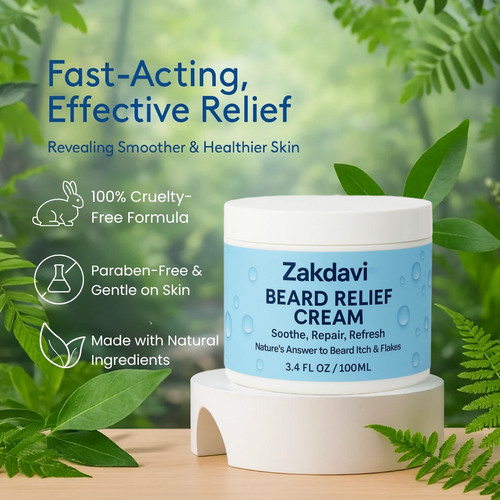 Zakdavi™ Beard Relief Cream Soothe, Repair, Refresh 🌿💆‍♂️ – Nature’s Answer to Beard Itch & Flakes ❌🧔‍♂️❄️