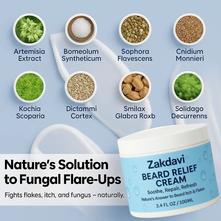 Zakdavi™ Beard Relief Cream Soothe, Repair, Refresh 🌿💆‍♂️ – Nature’s Answer to Beard Itch & Flakes ❌🧔‍♂️❄️