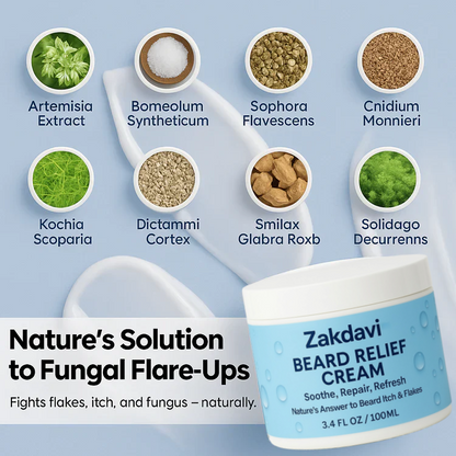 Zakdavi™ Beard Relief Cream Soothe, Repair, Refresh 🌿💆‍♂️ – Nature’s Answer to Beard Itch & Flakes ❌🧔‍♂️❄️