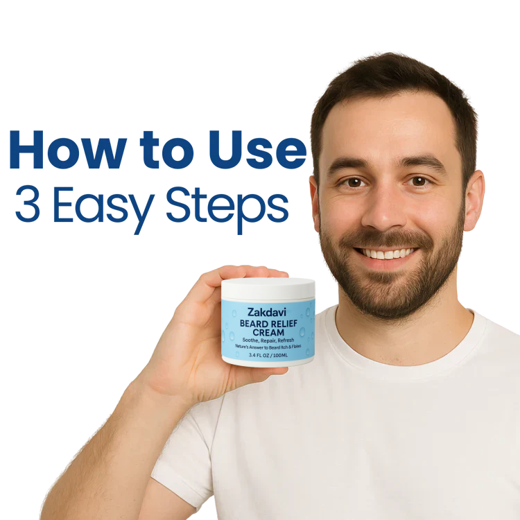 Zakdavi™ Beard Relief Cream Soothe, Repair, Refresh 🌿💆‍♂️ – Nature’s Answer to Beard Itch & Flakes ❌🧔‍♂️❄️