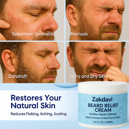 Zakdavi™ Beard Relief Cream Soothe, Repair, Refresh 🌿💆‍♂️ – Nature’s Answer to Beard Itch & Flakes ❌🧔‍♂️❄️