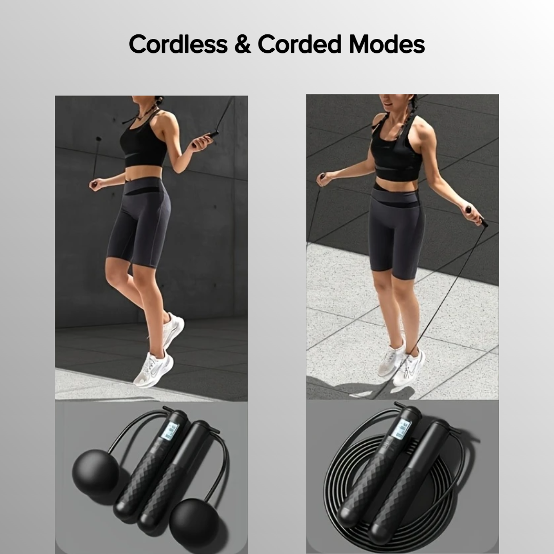 🏆 Smart 4-Button Jump Rope 🖤💗Count, Time & Jump Smarter – Smart Rope in Black