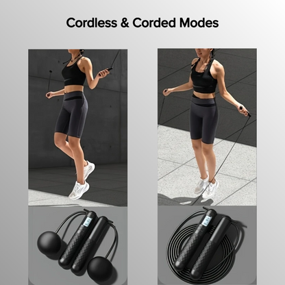 🏆 Smart 4-Button Jump Rope 🖤💗Count, Time & Jump Smarter – Smart Rope in Black
